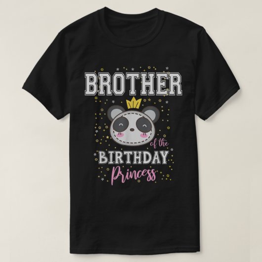 Broer van de Birthday prinses Cute Panda Beer B T-shirt (Design voorkant)