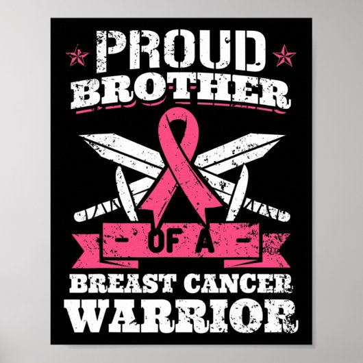 Broer van de Borstkanker Krijger Roze Bewustzijn R Poster (Voorkant)