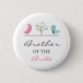Broer van de Bride Birds Wedding Button (Voorkant)
