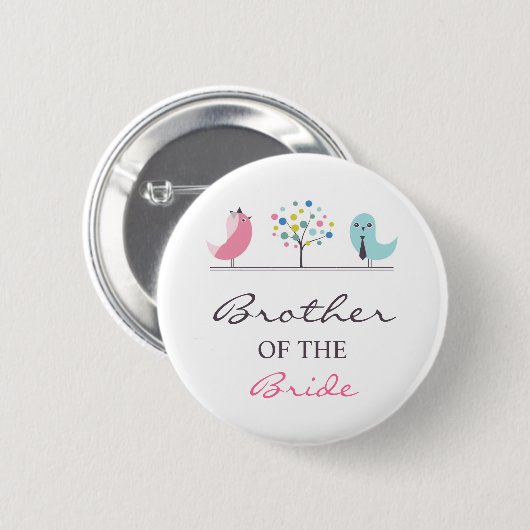 Broer van de Bride Birds Wedding Button (Voorkant /achterkant)