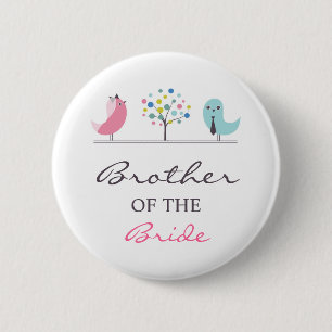 Broer van de Bride Birds Wedding Button
