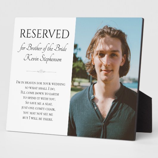 Broer van de Bride in Heaven Poem Foto Fotoplaat (Zijkant)