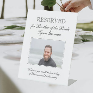 Broer van de Bride Photo Memorial Seat Wedding Reclamebord Met Voetstuk