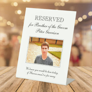 Broer van de bruidegom Foto Memorial Seat Wedding Reclamebord Met Voetstuk
