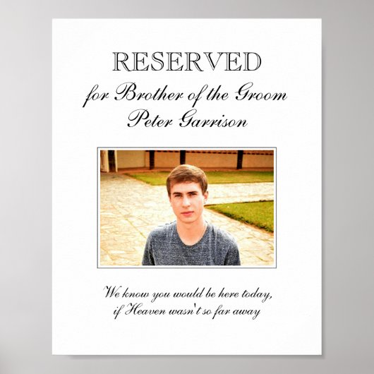 Broer van de bruidegom Foto Memorial Stoel bruilof Poster (Voorkant)
