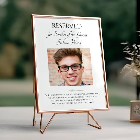 Broer van de bruidegom Foto Save A Seat Memorial Poster