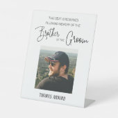 Broer van de bruidegom Memorial Foto Gereserveerd  Reclamebord Met Voetstuk (Voorkant)