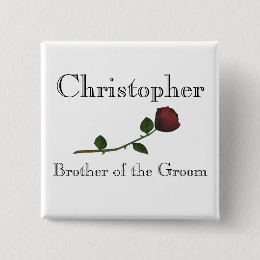 "Broer van de Groom" — Rood, langwerpig met stempe Vierkante Button 5,1 Cm (Voorkant)