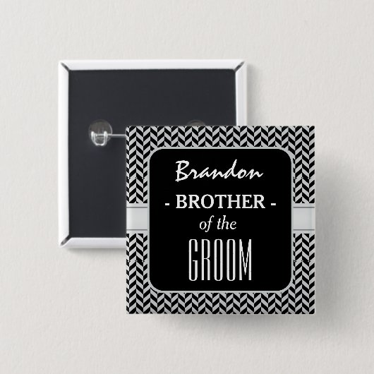 BROER VAN DE GROOM Trendy Houndstooth A03 Vierkante Button 5,1 Cm (Voorkant /achterkant)