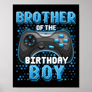 Broer van de jarige jongen bijpassende videogame-b poster