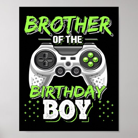 Broer van de jarige jongen bijpassende videogame b poster (Voorkant)
