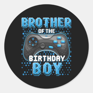 Broer van de jarige jongen bijpassende videogame-b ronde sticker
