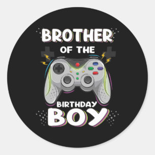 Broer van de jarige jongen Matching videogamer G Ronde Sticker