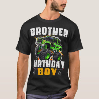 Broer van de Jarige Jongen Monster Truck Familie M T-shirt