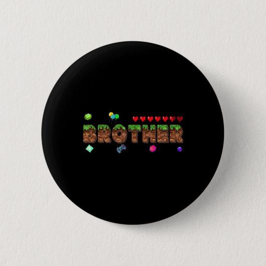 Broer van de Jarige Pixel Game Matching Fa Ronde Button 5,7 Cm (Voorkant)