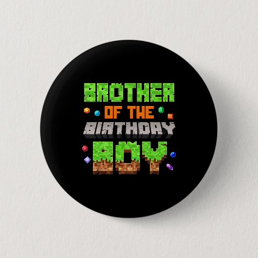 Broer van de jarige Pixel Gaming Videospel Ronde Button 5,7 Cm (Voorkant)