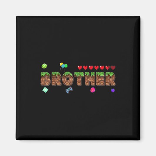 Broer van de jarige pixel spel matching Fa Magneet (Voorkant)