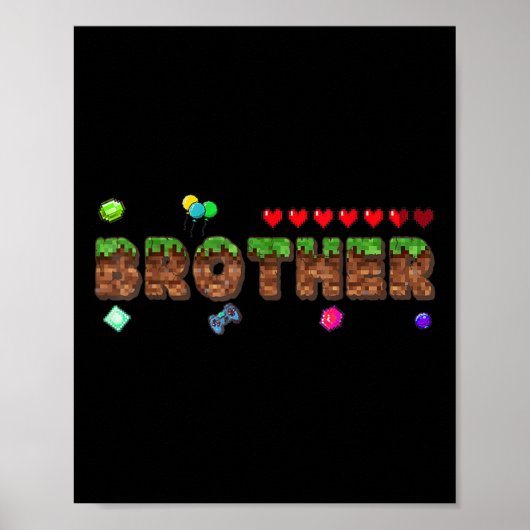 Broer van de jarige pixel spel matching Fa Poster (Voorkant)