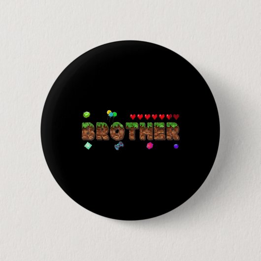 Broer van de jarige pixel spel matching Fa Ronde Button 5,7 Cm (Voorkant)