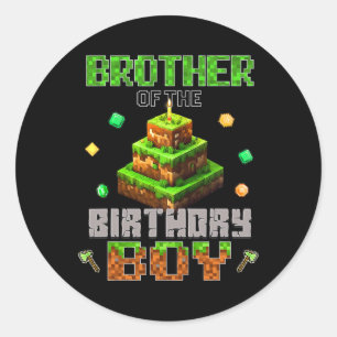 Broer Van De Jarige Video Game Pixel Birt Ronde Sticker