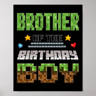 Broer Van De Jarige Video Game Speler Pixel Verjaa Poster