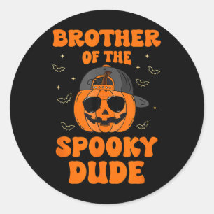 Broer van de Spooky Dude Halloween pompoen geboort Ronde Sticker