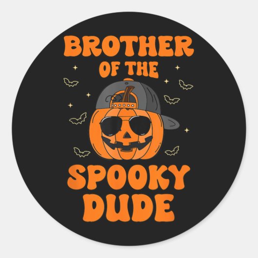Broer van de Spooky Dude Halloween pompoen geboort Ronde Sticker (Voorkant)