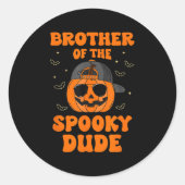 Broer van de Spooky Dude Halloween pompoen geboort Ronde Sticker (Voorkant)