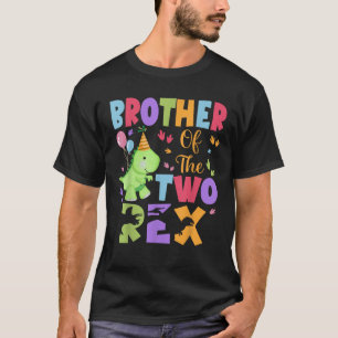 Broer van de twee Rex-verjaardagsdinosaurusfamilie T-shirt
