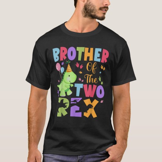 Broer van de twee Rex-verjaardagsdinosaurusfamilie T-shirt (Voorkant)