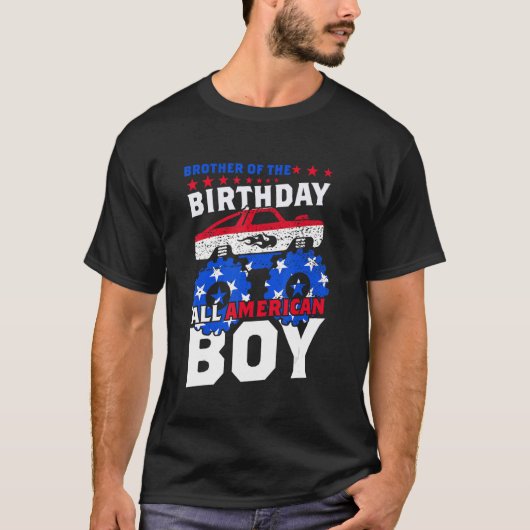 Broer van de verjaardag Alle Amerikaanse Jongen Mo T-shirt (Voorkant)
