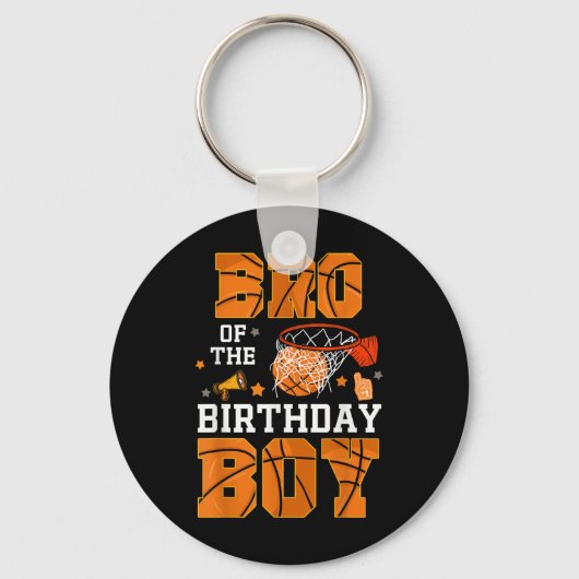 Broer van de verjaardag Boy Basketbal B-Day Decora Sleutelhanger (Voorkant)