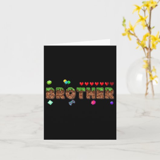 Broer van de verjaardag Boy Pixel Game Matching FA Kaart (Gele Bloem)