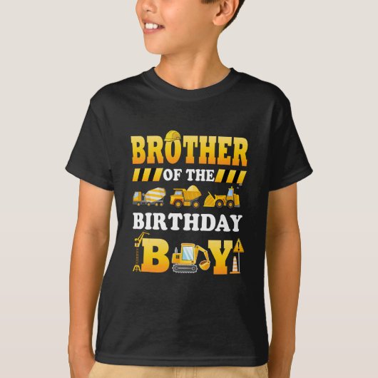 Broer van de verjaardag jongen bouw matching t-shirt (Voorkant)