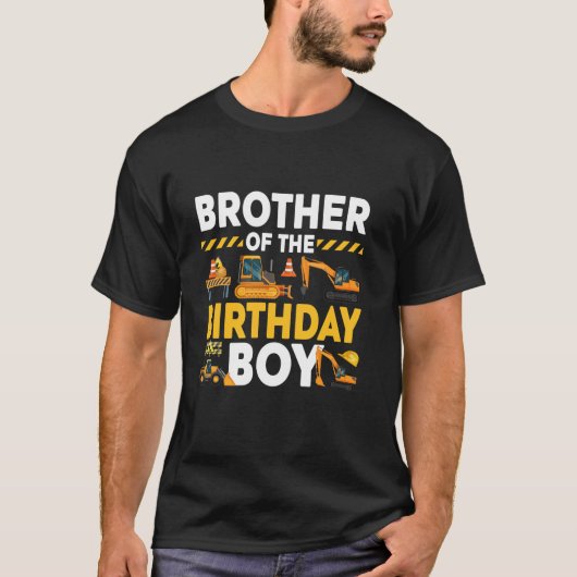 Broer van de verjaardag jongen bouw matching t-shirt (Voorkant)