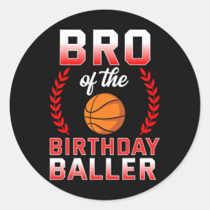 Broer van de Verjaardag Jongen Bysketbyll Bday Cel Ronde Sticker