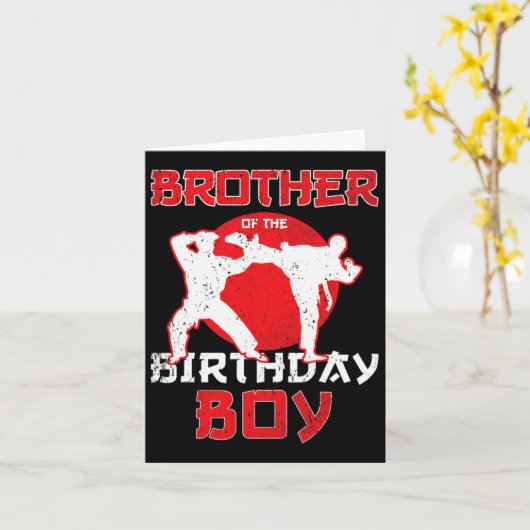 Broer van de verjaardag Karate Taekwondo Jongen Ma Kaart (Gele Bloem)