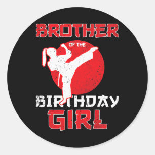 Broer van de verjaardag Karate Taekwondo meisje Ma Ronde Sticker