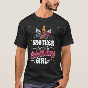 Broer van de verjaardag meisje groovy eenhoorn geb t-shirt