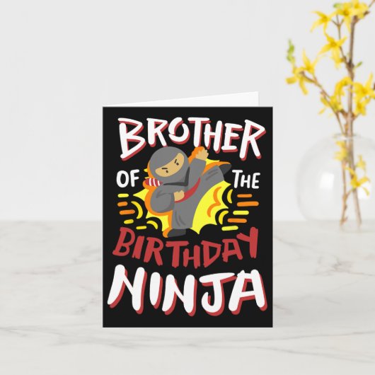 Broer van de verjaardag Ninja Karate Kinder Bday P Kaart (Gele Bloem)