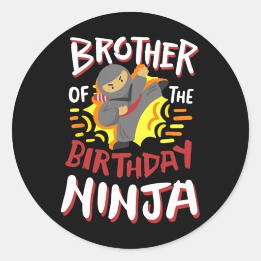 Broer van de verjaardag Ninja Karate Kinder Bday P Ronde Sticker (Voorkant)