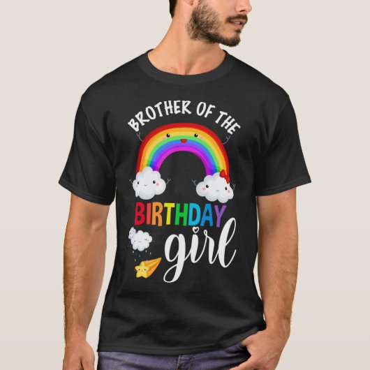 Broer van de Verjaardags Meisje Rainbow B Day Matc T-shirt (Voorkant)