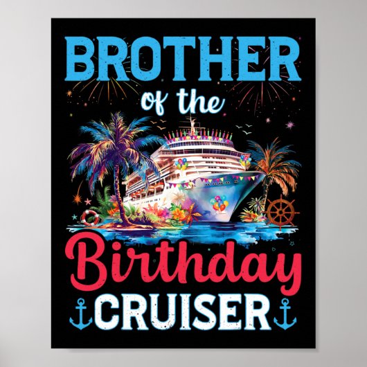 Broer van de verjaardagscruiser Funny Cruise Verja Poster (Voorkant)