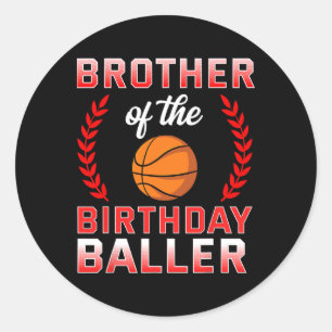 Broer van de verjaardagsjongen Bysketbyll Bday Cel Ronde Sticker