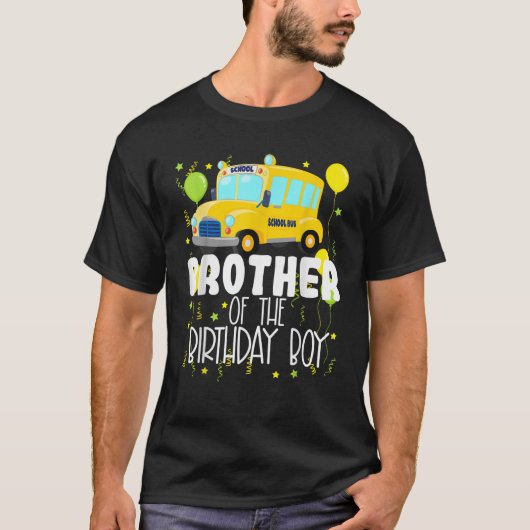 Broer van de verjaardagsschoolbus Kinder Geboorte T-shirt (Voorkant)