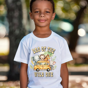 Broer van de Wild One jongens verjaardag safari di T-shirt