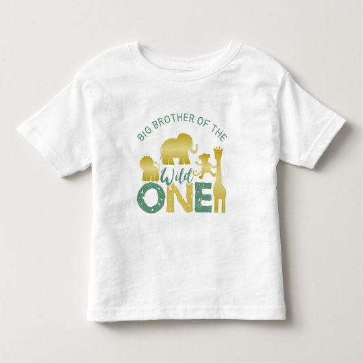 Broer van de Wild One Safari 1e verjaardag goud Kinder Shirts (Voorkant)