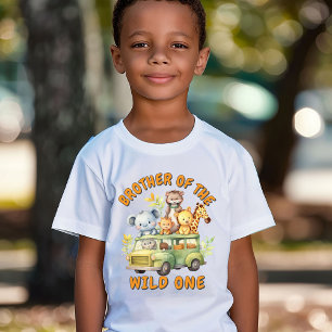 Broer van de Wild One safari dieren verjaardag T-shirt