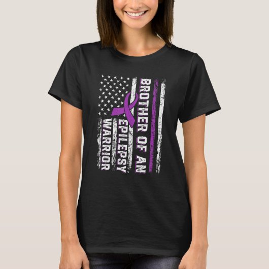 Broer van een Epilepsy-Paarse lintmeter T-shirt (Voorkant)