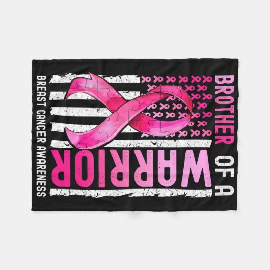 Broer van een krijger Borstkanker VS Vlag Aware Fleece Deken (Voorkant (Horizontaal))